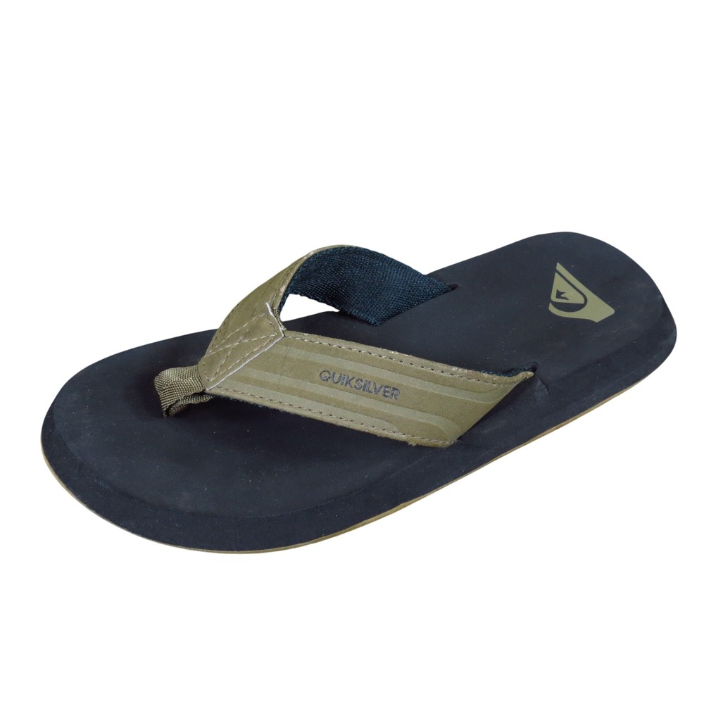 Quiksilver Molokai Kids Flip Flop Sandals Size 2 Beach Pool Green Black